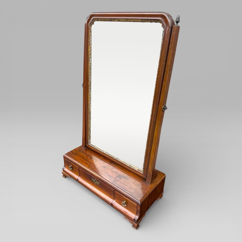Antique Georgian 1790 Mahogany & Gilt Dressing Table Mirror with Brass Handles - Image 3